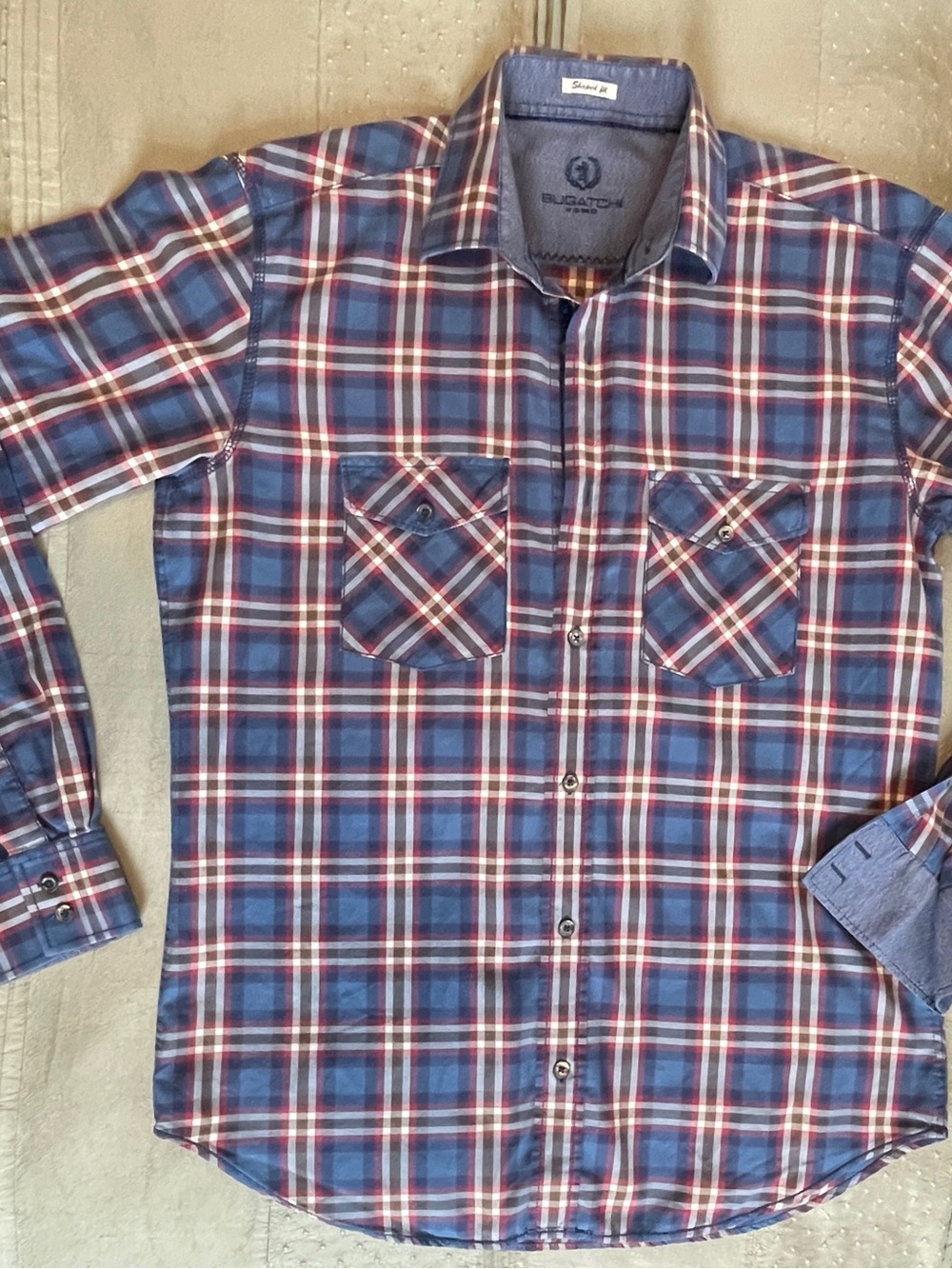 Bugatchi Uomo Cotton  Palid Men's Shirt size L